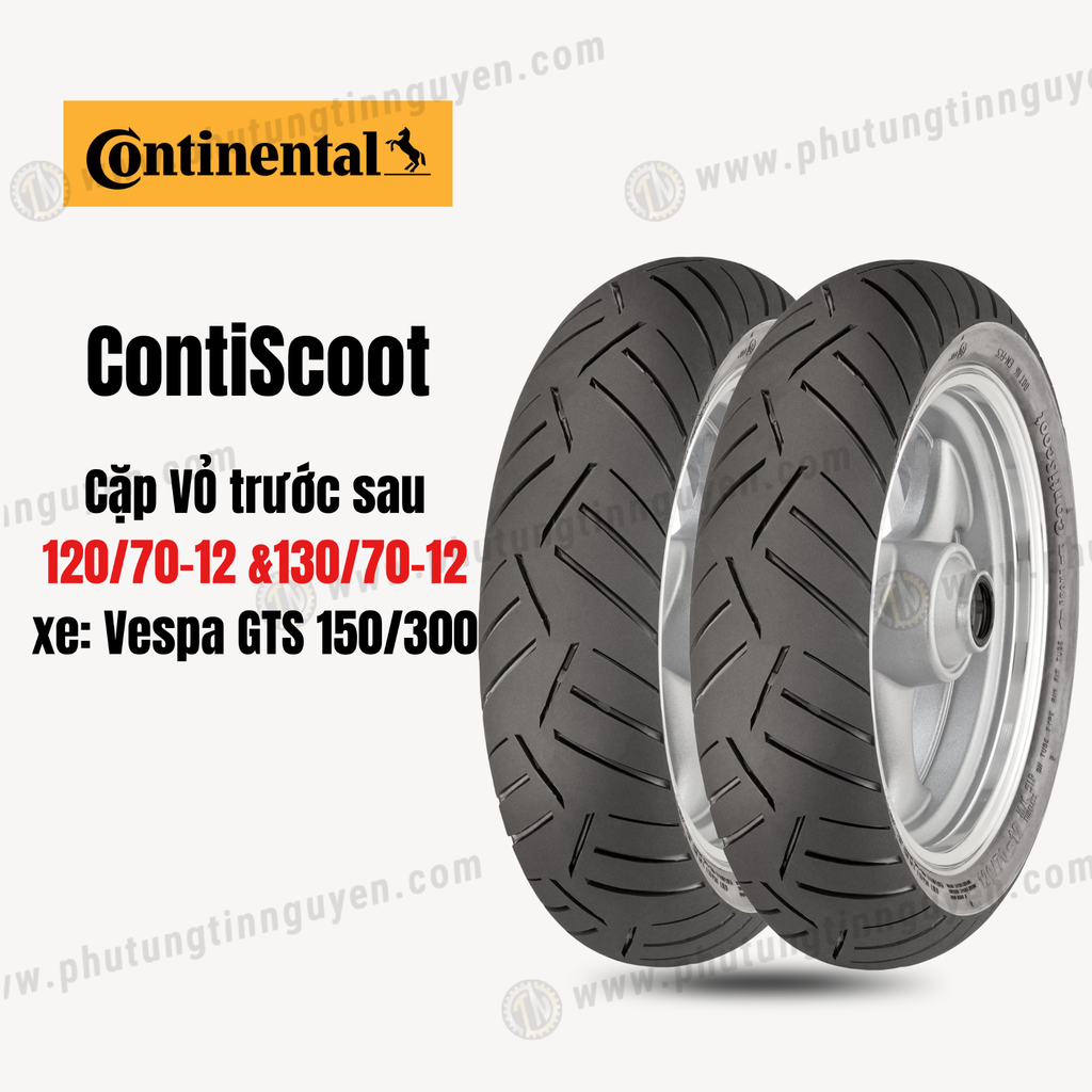 Cặp vỏ Continental ContiScoot trước sau  dành cho Vespa GTS 150/300 120/70-12  &  130/70-12