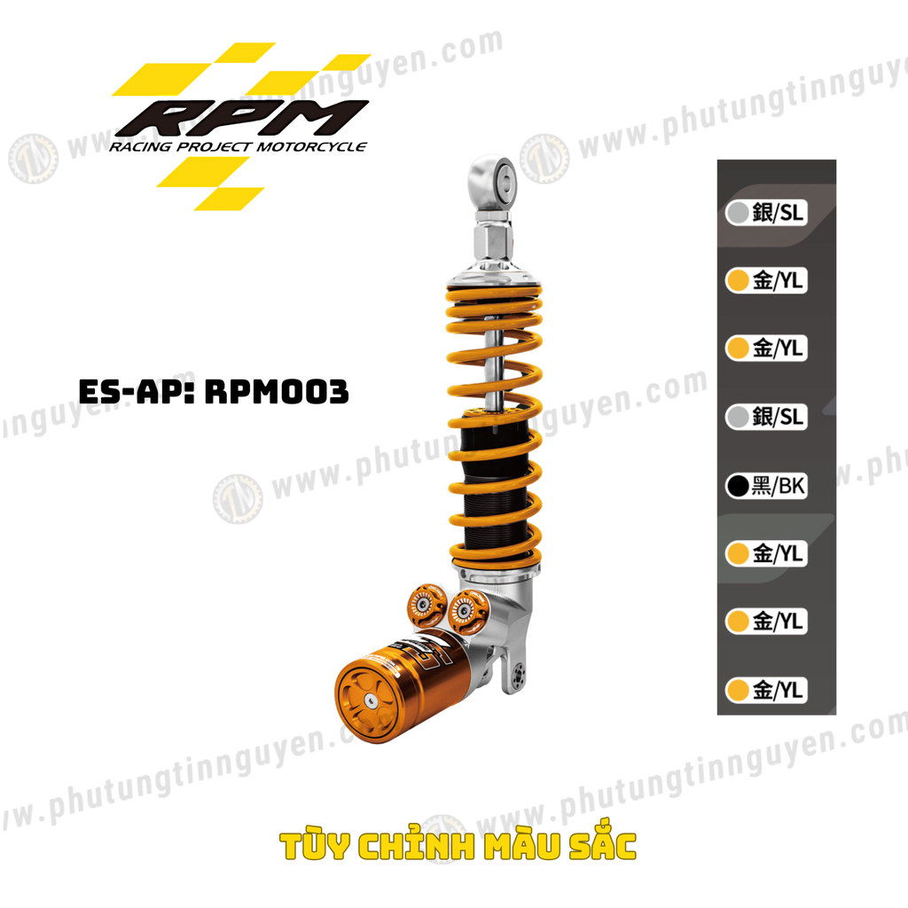 Phuộc sau RPM có bình dầu ES AP tùy chỉnh màu sắc cho nhiều dòng xe chính hãng RPM 003
