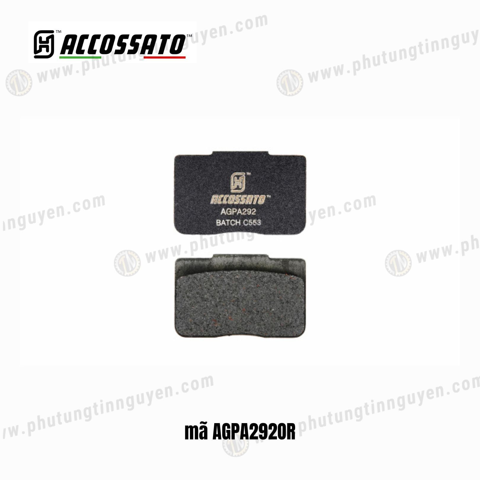  Bố thắng Accossato dành cho PZ019/ PZ020/ XA6H530/ X206101/ XB4S520 mã AGPA292OR 