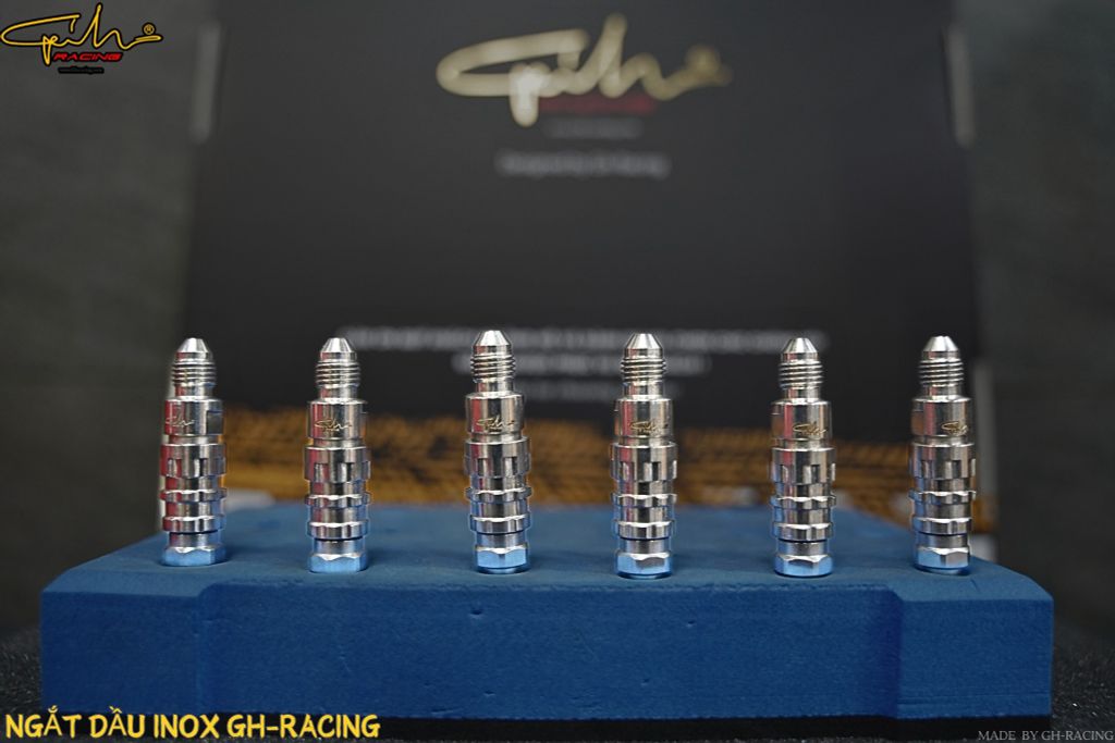 NGẮT DẦU BẤM INOX 304 GH-RACING HAI ĐẦU REN