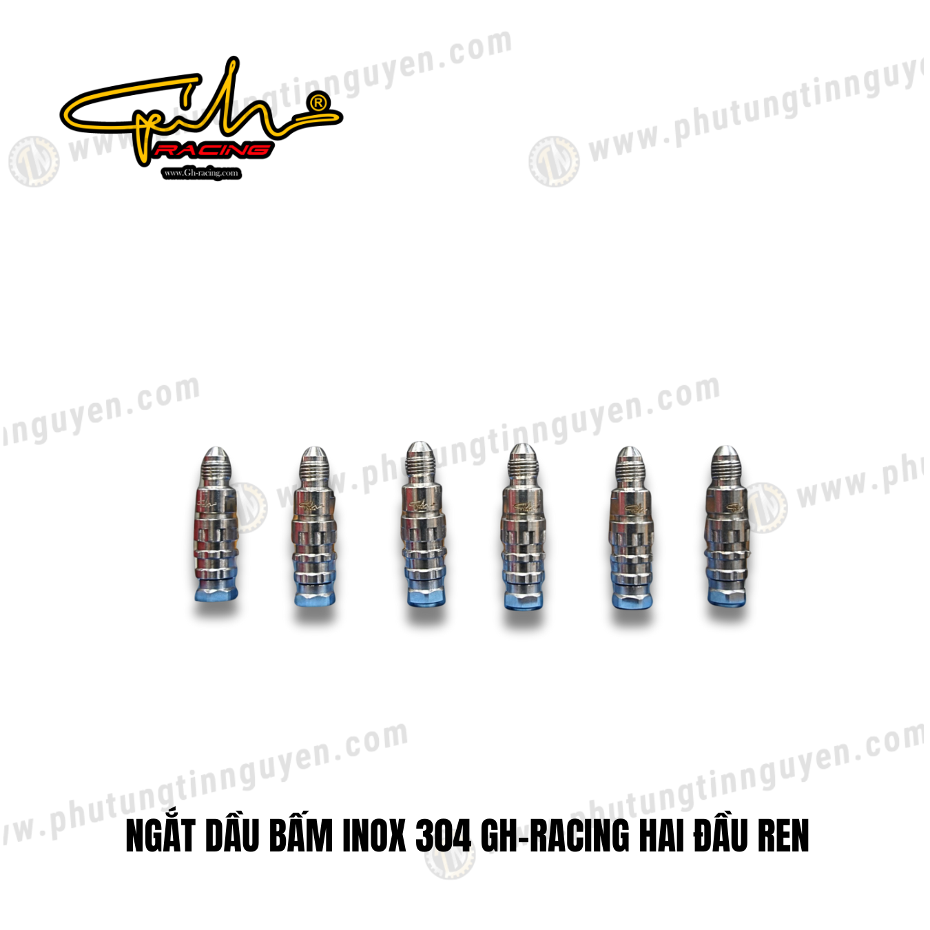  NGẮT DẦU BẤM INOX 304 GH-RACING HAI ĐẦU REN 