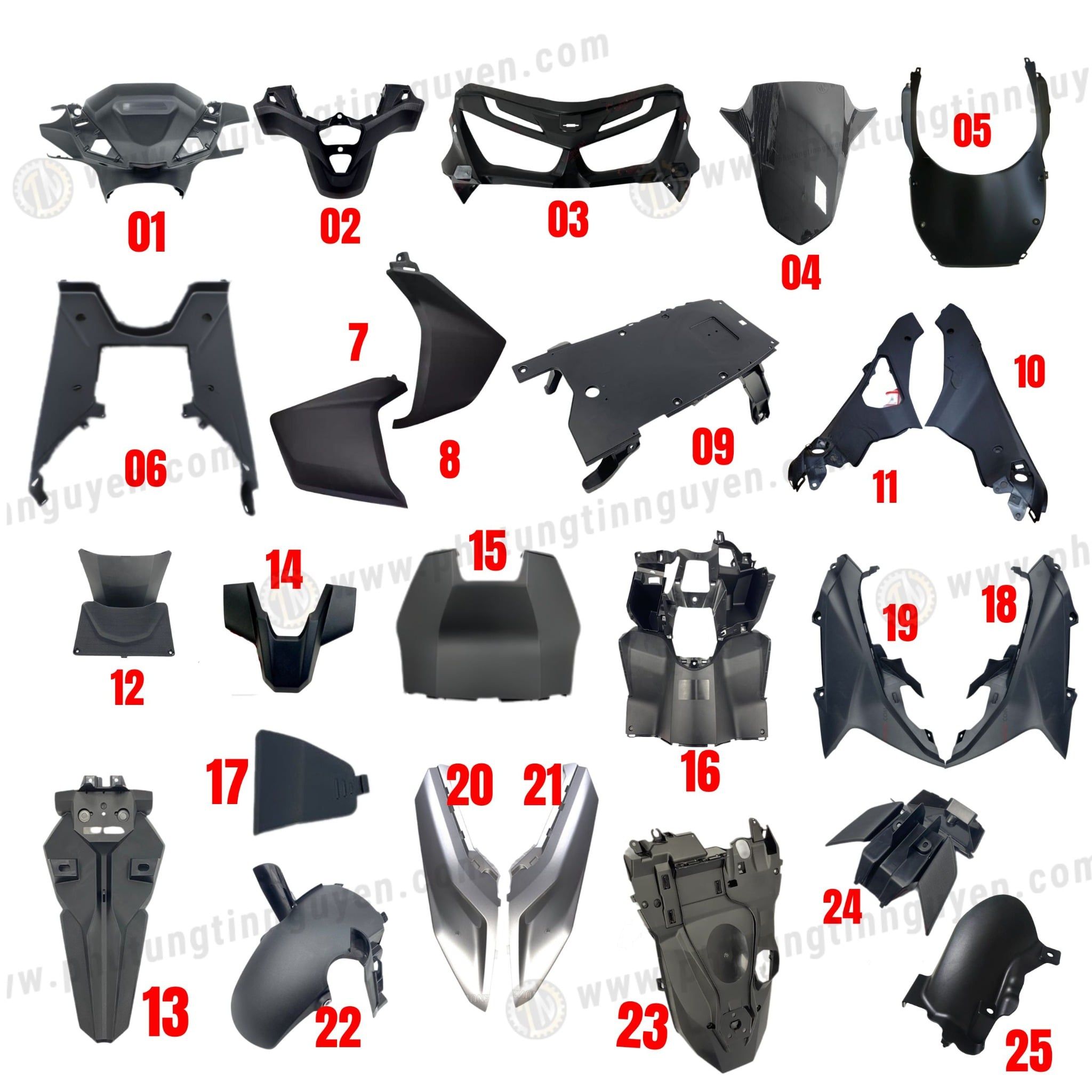  Full nhựa nhám Vario Click 160  đời 2023 - 2025 23 món chính hãng Honda hàng Việt nam 