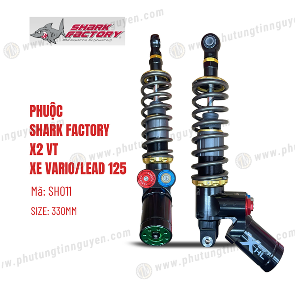  Phuộc Shark Factory có bình dầu X2 VT xe Vario đời 2015 2018, Lead 2val 4val mã SH0011 