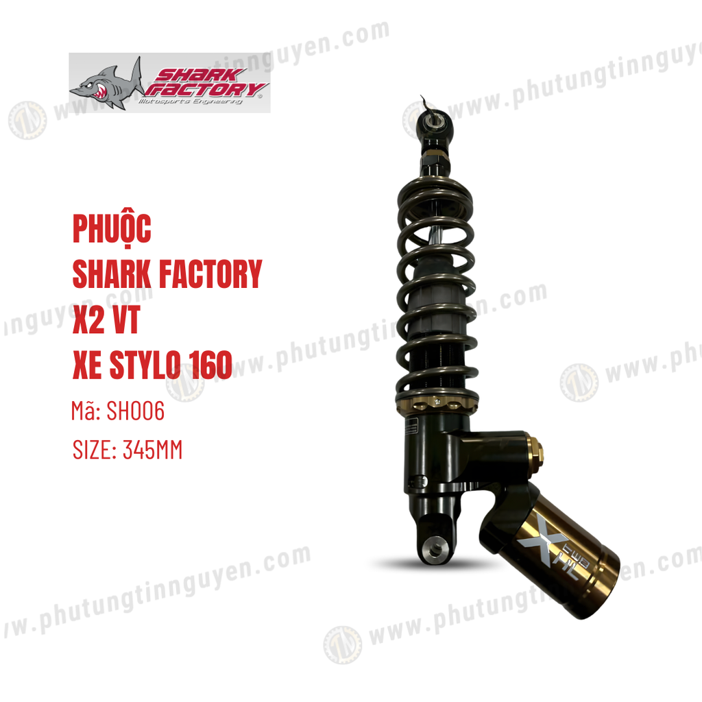 Phuộc Shark Factory có bình dầu X2 VT xe Stylo 160 mã SH006