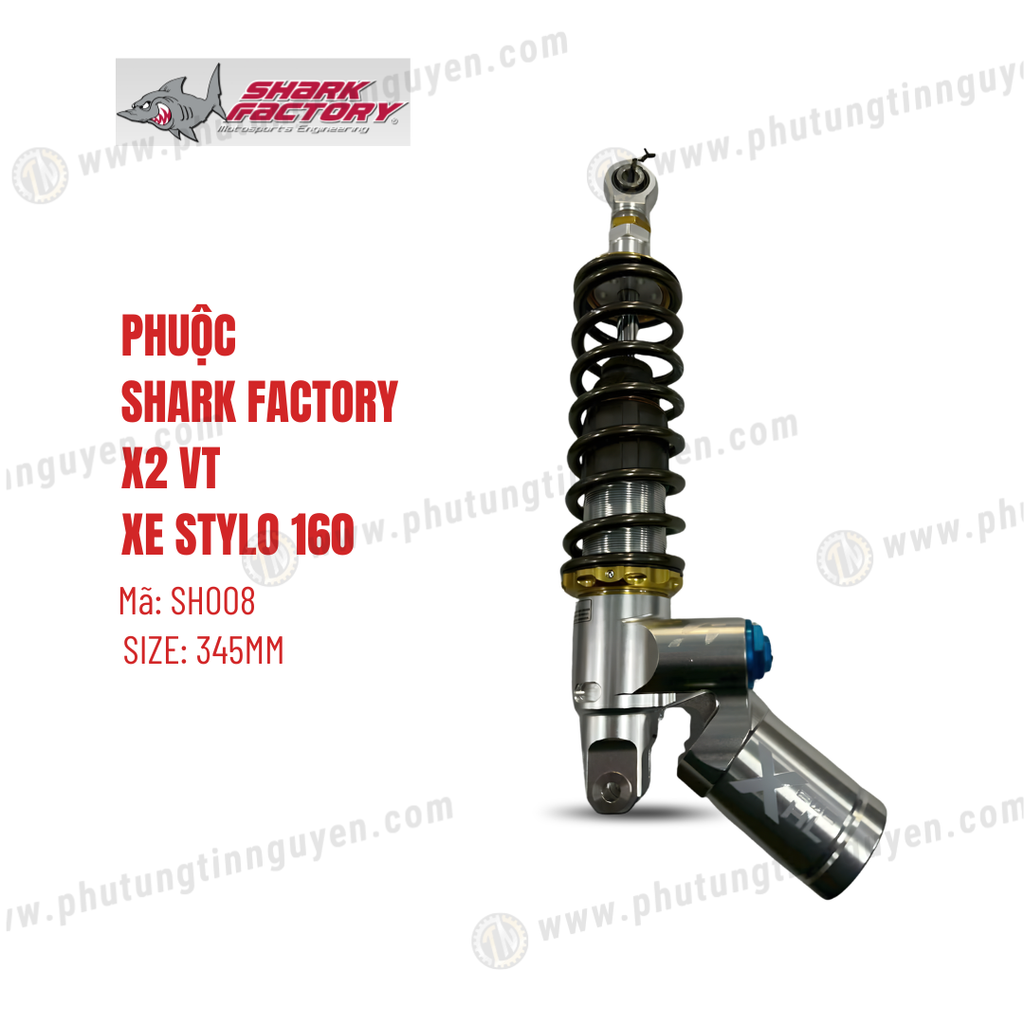 Phuộc Shark Factory có bình dầu X2 VT xe Stylo 160 mã SH008
