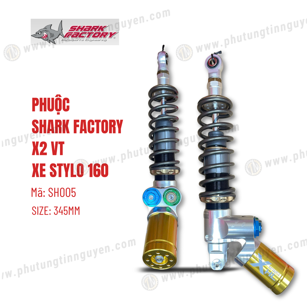 Phuộc Shark Factory có bình dầu X2 VT xe Stylo 160 mã SH005