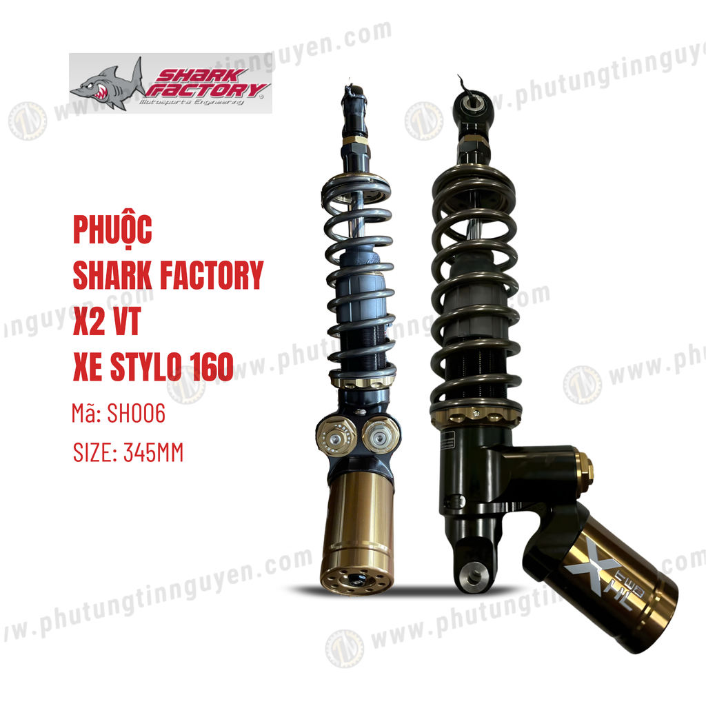 Phuộc Shark Factory có bình dầu X2 VT xe Stylo 160 mã SH006