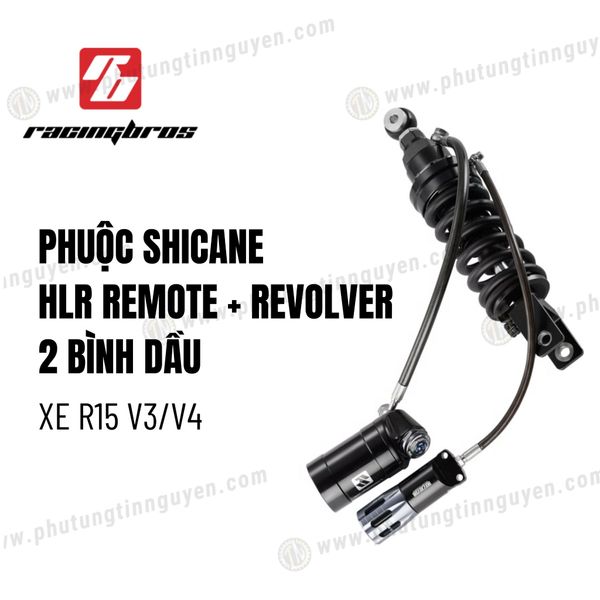 Phuộc Racing Bros SHICANE HLR REMOTE + REVOLVER 2 bình dầu xe R15 V3/V4 chính hãng lò xo đen có bảo hành 