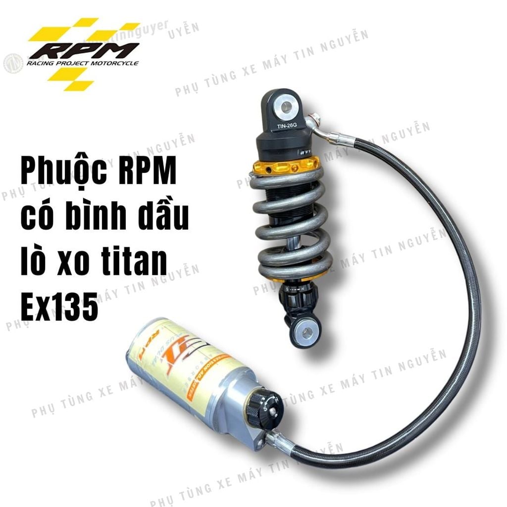 Phuộc RPM cho Ex135 có bình dầu màu vàng - loxo titan hàng chính hãng có bảo hành