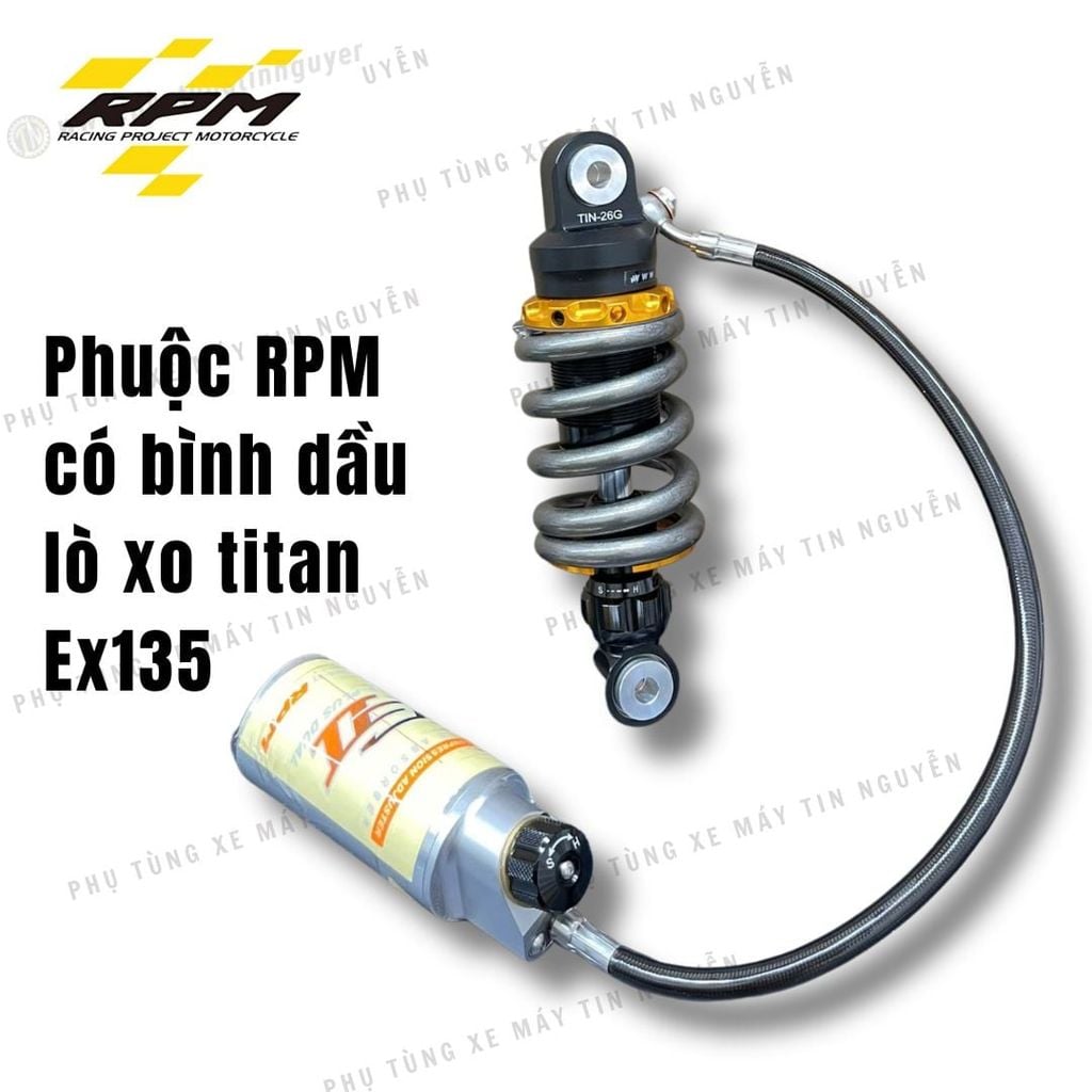 Phuộc RPM cho Ex135 có bình dầu màu vàng - loxo titan hàng chính hãng có bảo hành