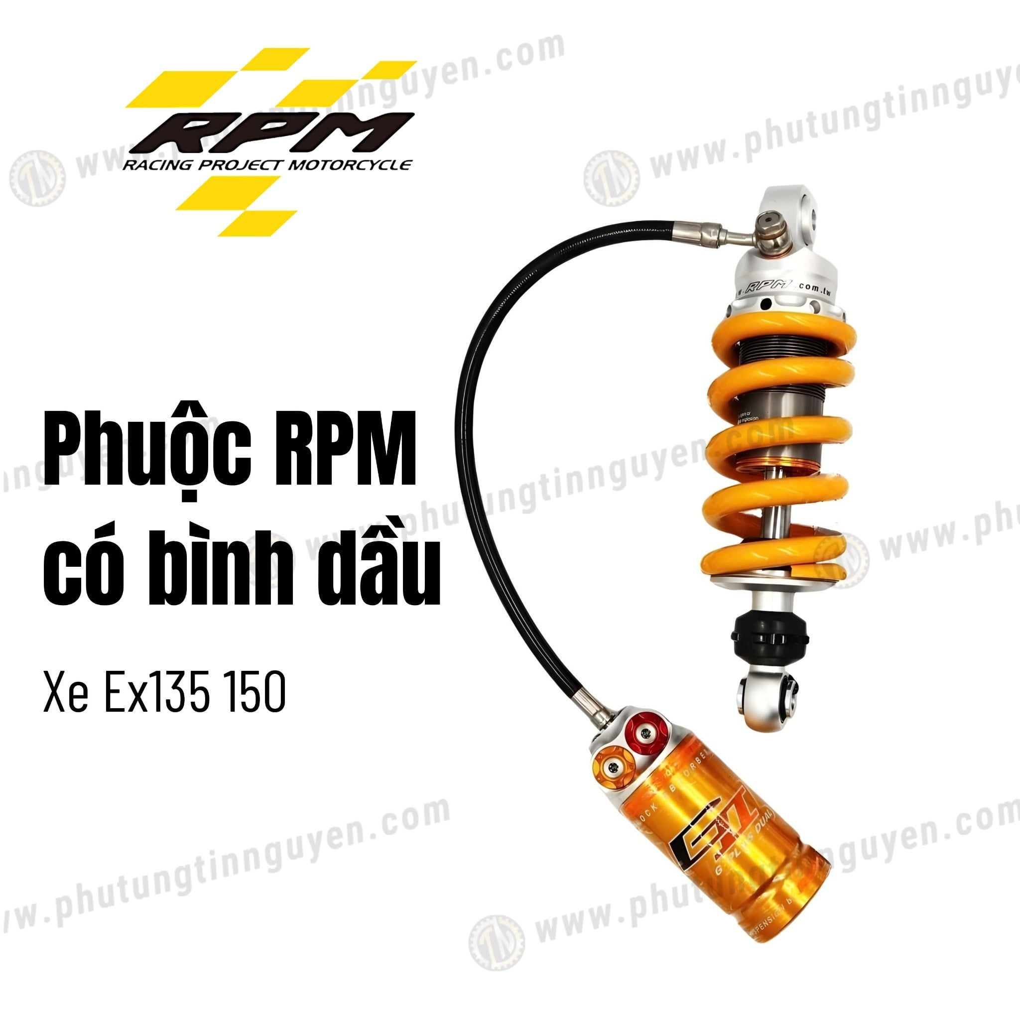  Phuộc RPM cho Ex135 150 có bình dầu màu vàng hàng chính hãng có bảo hành 