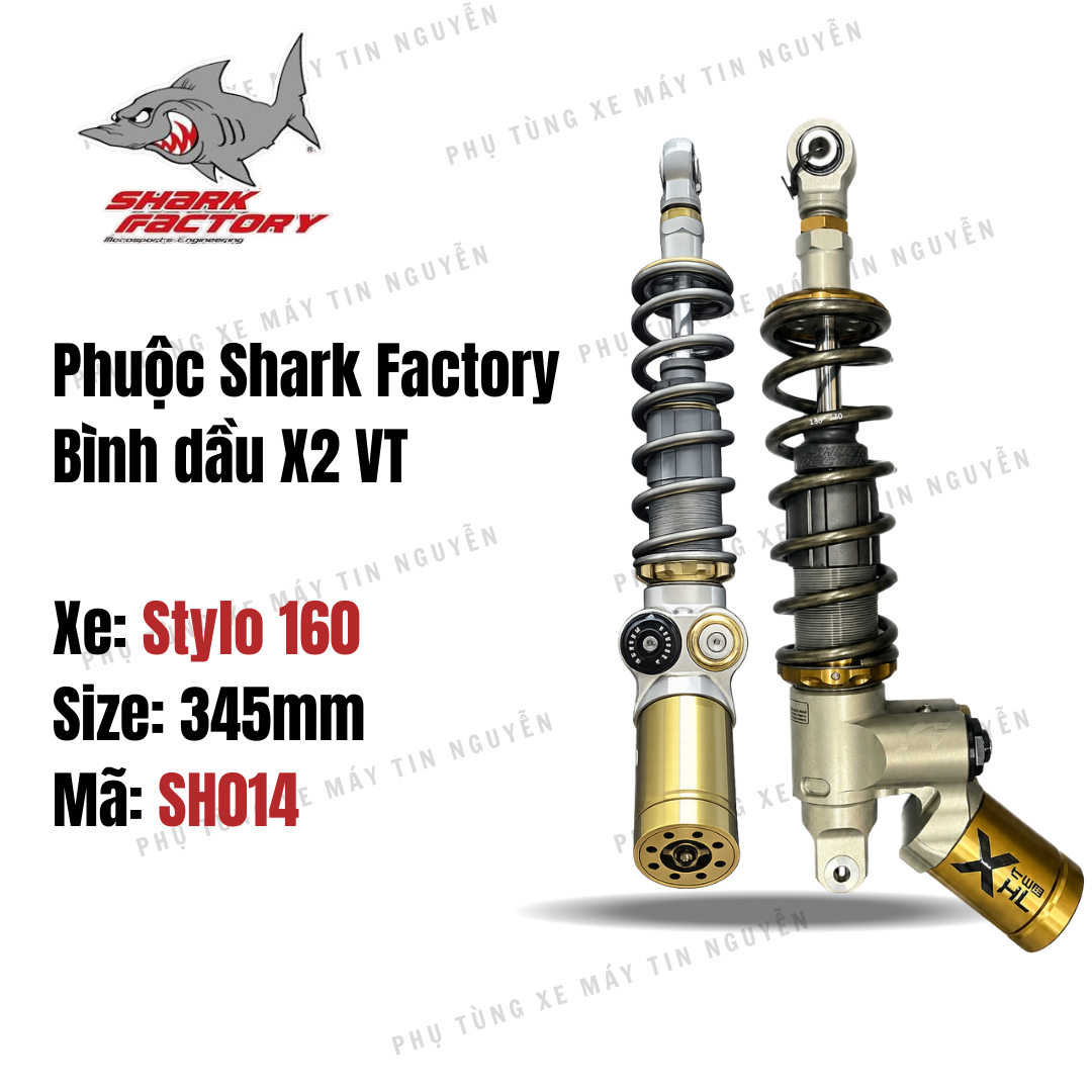  Phuộc Shark Factory có bình dầu X2 VT xe Stylo 160 mã SH014 