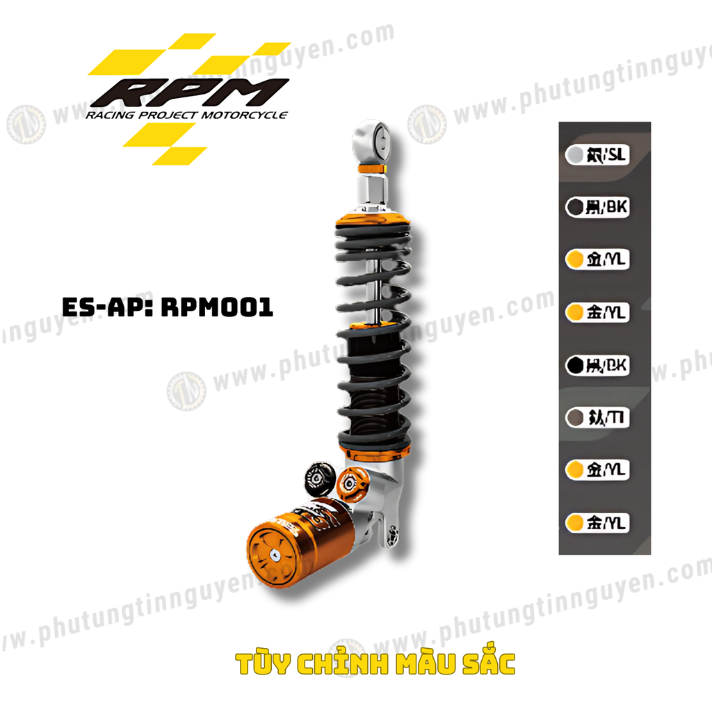 Phuộc sau RPM có bình dầu ES AP tùy chỉnh màu sắc cho nhiều dòng xe chính hãng RPM 001