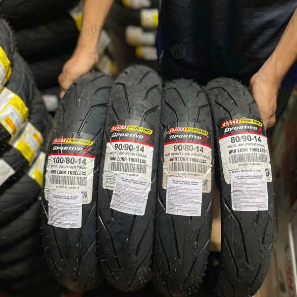  Vỏ xe Aspira Premio Sportivo 2 90/80-17 F/R nhập từ Indonesia 