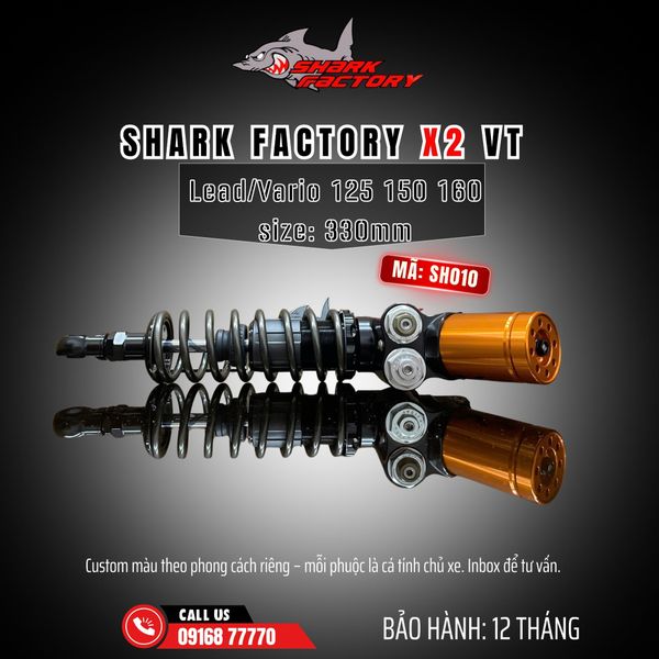  Phuộc Shark Factory có bình dầu X2 VT xe Vario đời 2015 2018, Lead 2val 4val mã SH0010 