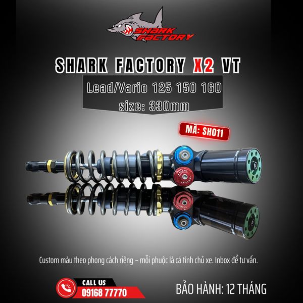  Phuộc Shark Factory có bình dầu X2 VT xe Vario đời 2015 2018, Lead 2val 4val mã SH0011 