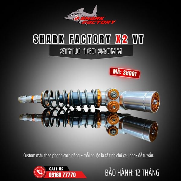  Phuộc Shark Factory có bình dầu X2 VT xe Stylo 160 mã SH001 