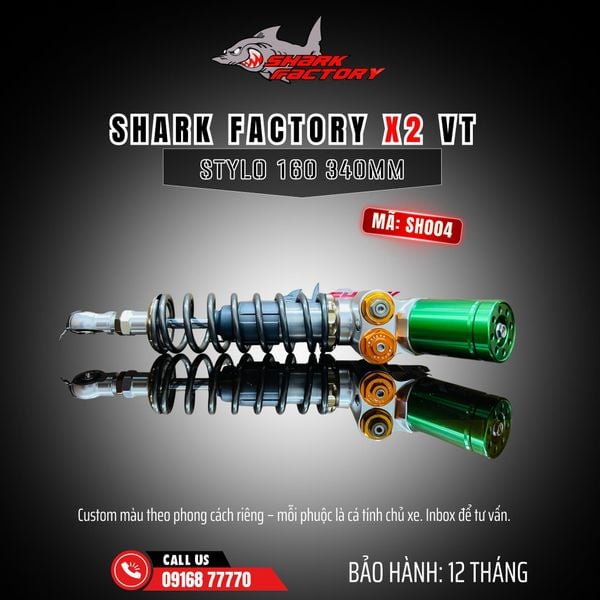  Phuộc Shark Factory có bình dầu X2 VT xe Stylo 160 mã SH004 
