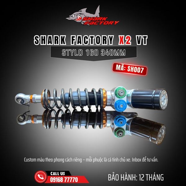  Phuộc Shark Factory có bình dầu X2 VT xe Stylo 160 mã SH007 