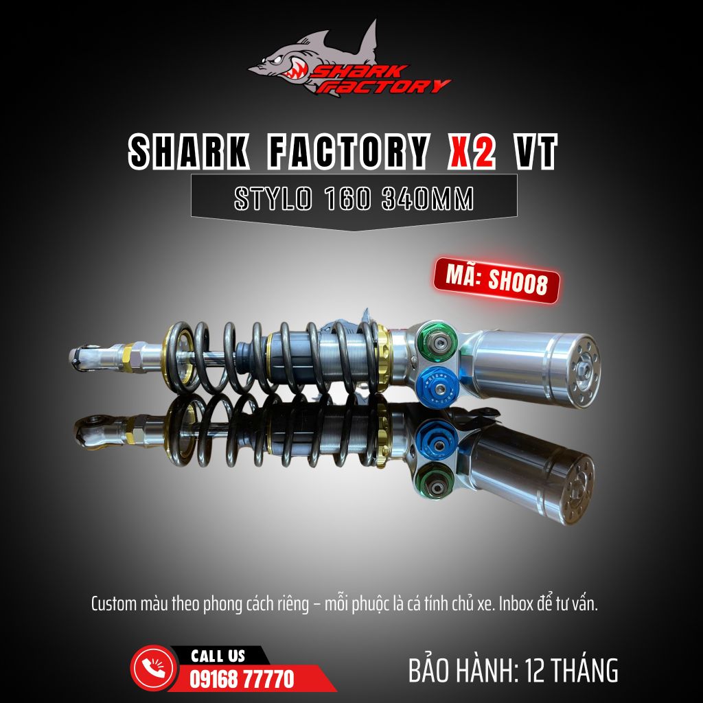 Phuộc Shark Factory có bình dầu X2 VT xe Stylo 160 mã SH008