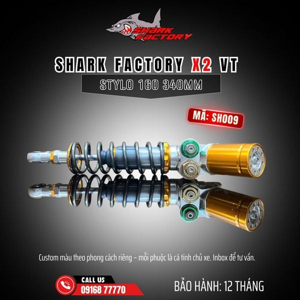  Phuộc Shark Factory có bình dầu X2 VT xe Stylo 160 mã SH009 