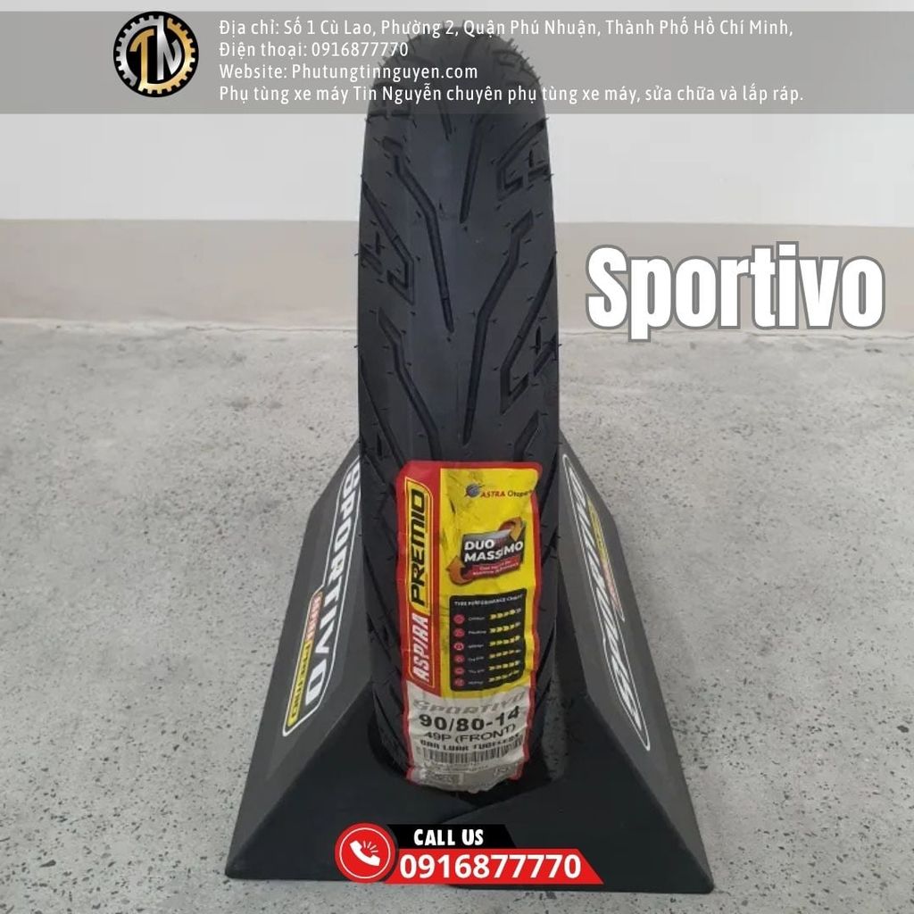 Vỏ xe Aspira Premio Sportivo  80/90-14 TL F nhập từ Indonesia