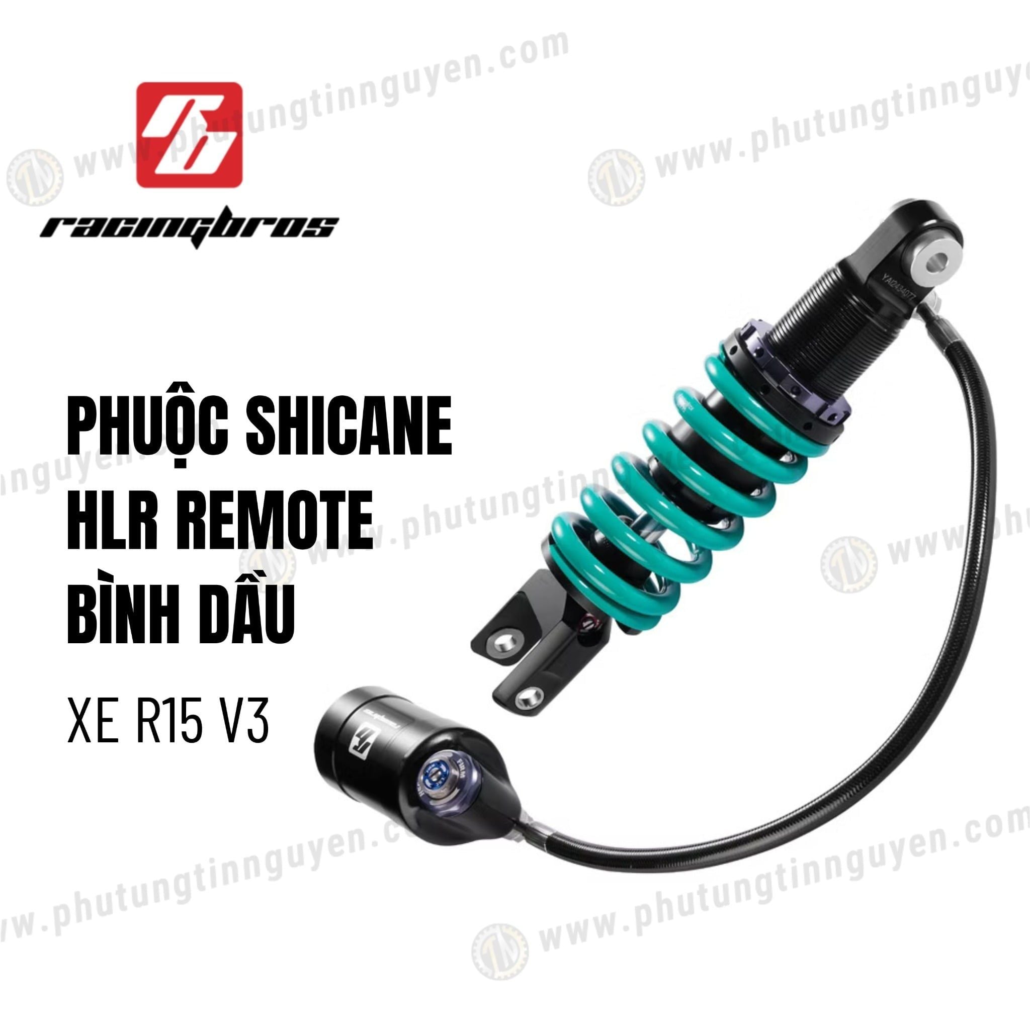  Phuộc Racing Bros SHICANE HLR REMOTE bình dầu xe R15 V3 chính hãng lò xo đen có bảo hành 