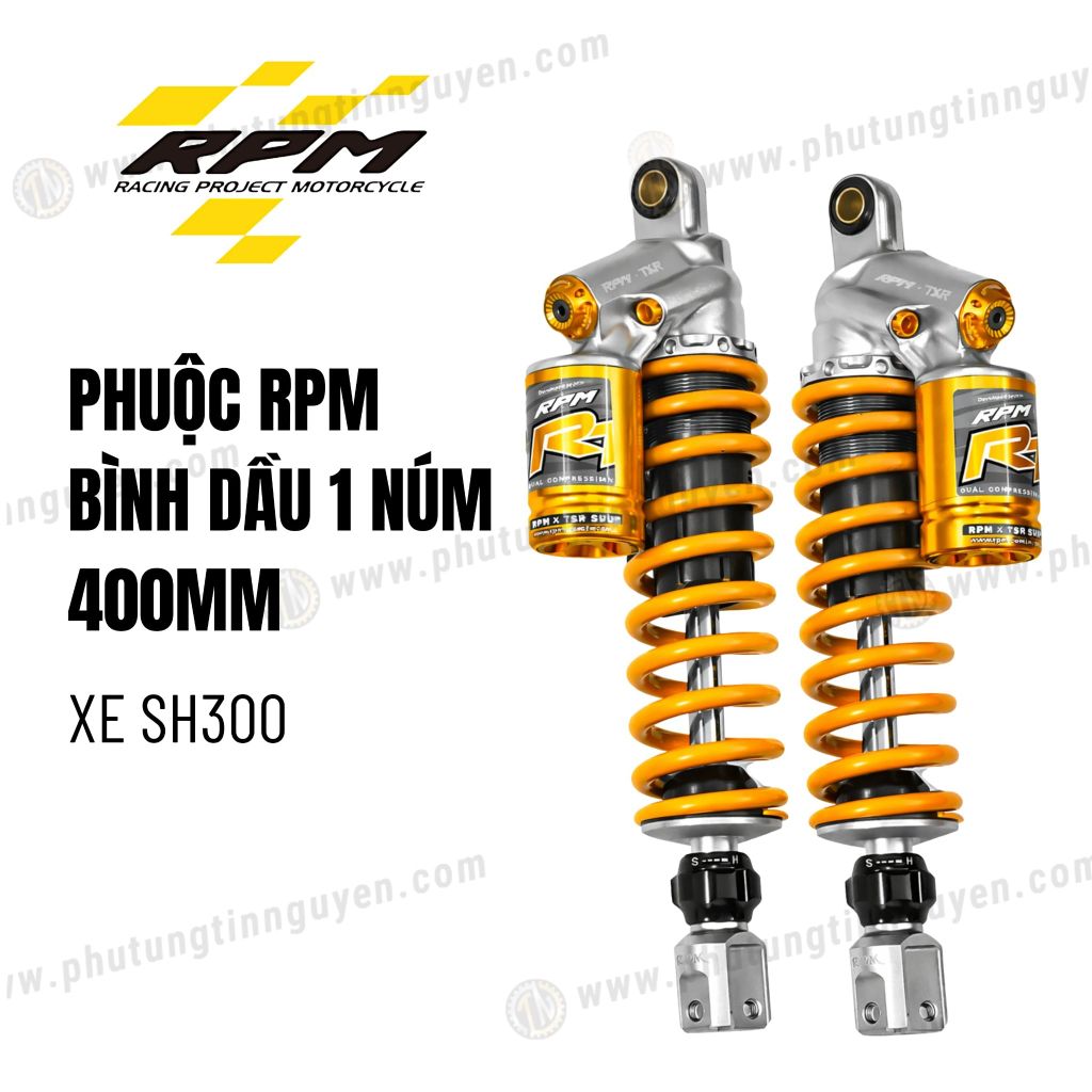 Cặp Phuộc RPM có bình dầu RT xe SH300, 350 lò xo vàng 1 núm chính hãng có bảo hành