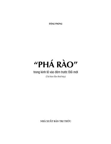  “Phá Rào” Trong Kinh Tế Vào Đêm Trước Đổi Mới - Đặng Phong 