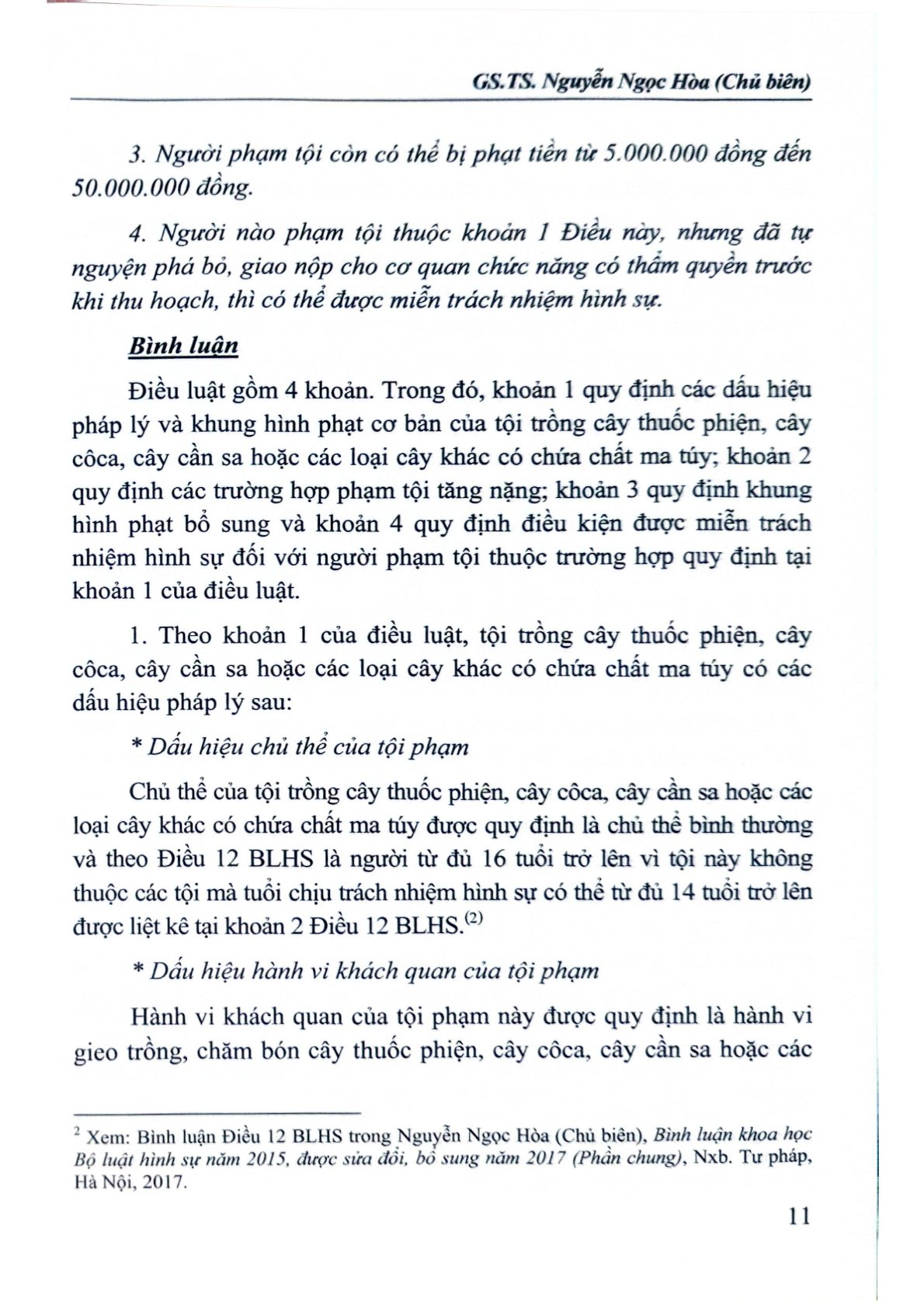 Bình Luận Khoa Học Bộ Luật Hình Sự Năm 2015  Được Sửa Đổi, Bổ Sung Năm 2017 (Phần Các Tội Phạm )- Quyển 2 (NXBTP) - GS.TS Nguyễn Ngọc Hòa