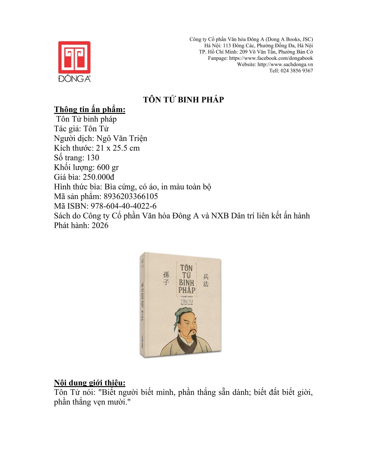 Tôn Tử Binh Pháp - Tôn Tử (Đông A)
