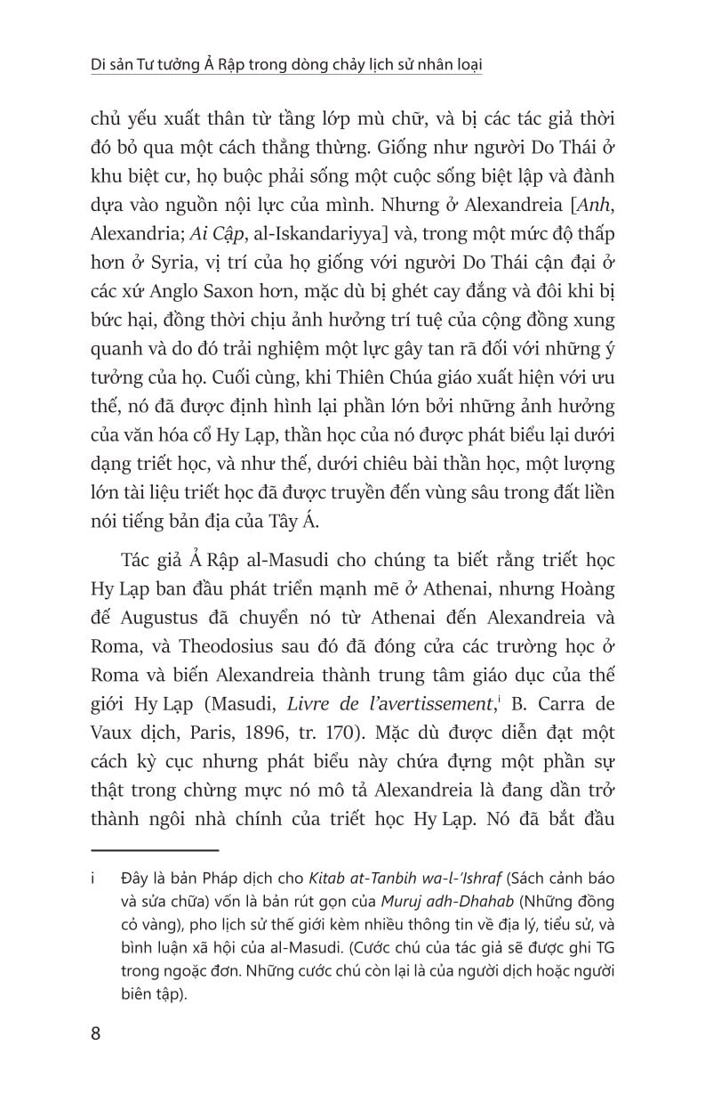 Di Sản Tư Tưởng Ả Rập - Trong Dòng Chảy Lịch Sử Nhân Loại - Arabic Thought and Its Place in History - De Lacy O’Leary