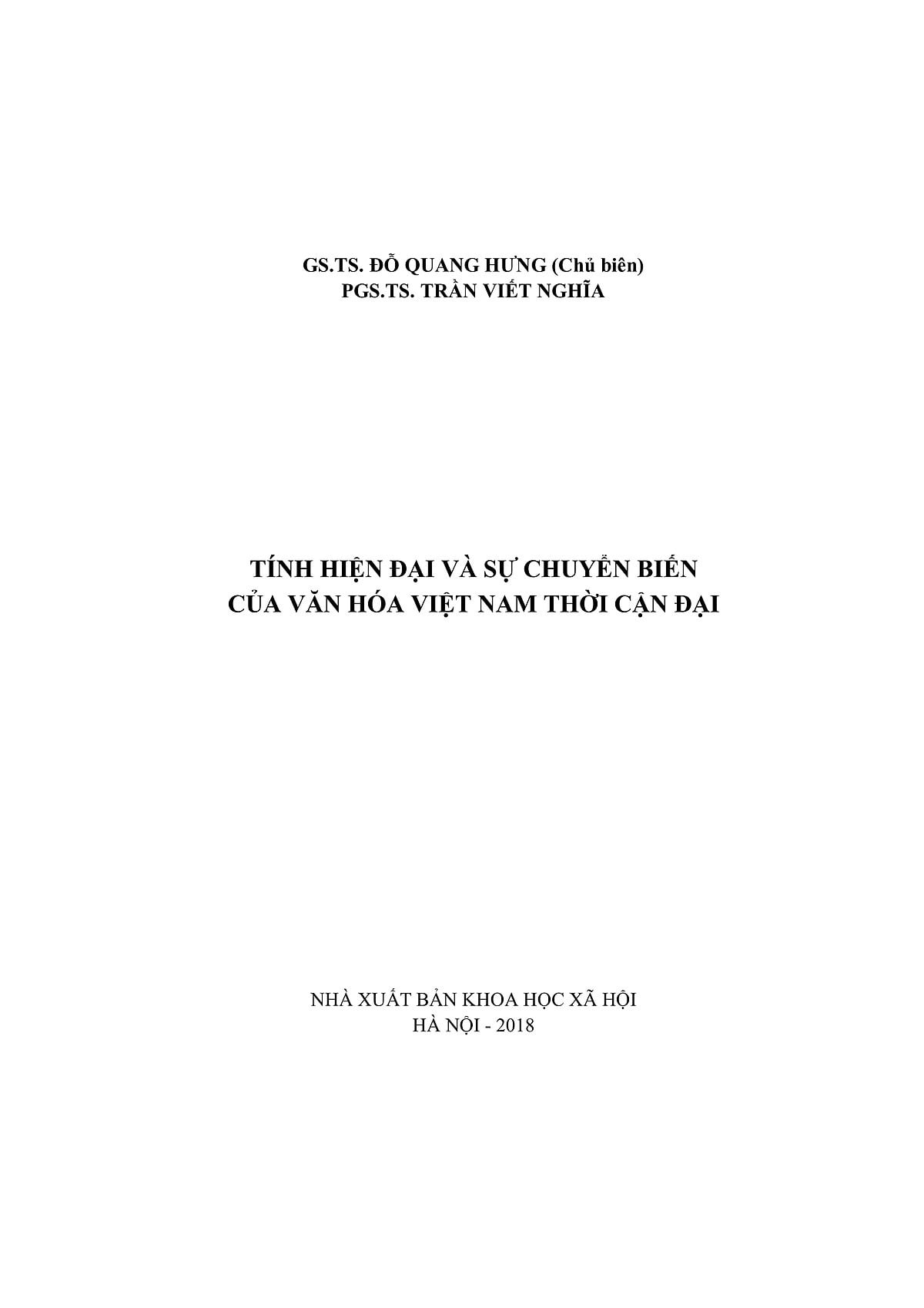 Tính Hiện Đại Và Sự Chuyển Biến Của Văn Hóa Việt Nam Thời Cận Đại - GS.TS. Đỗ Quang Hưng