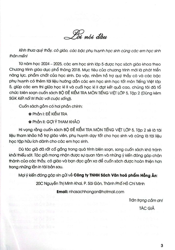 Sách  Bộ Đề Kiểm Tra Môn Tiếng Việt Lớp 5 - Tập 2 (Dùng Kèm SGK Kết Nối Với Tri Thức Cuộc Sống) - Lê Thị Nương