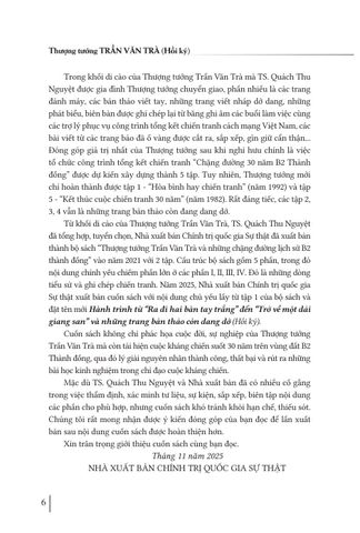  Hồi Ký Thượng Tướng Trần Văn Trà - Hành Trình Từ “ Ra Đi Hai Bàn Tay Trắng ” Đến “ Trở Về Một Dải Giang San ” Và Những Trang Bản Thảo Còn Dang Dở - TS. Quách Thu Nguyệt 