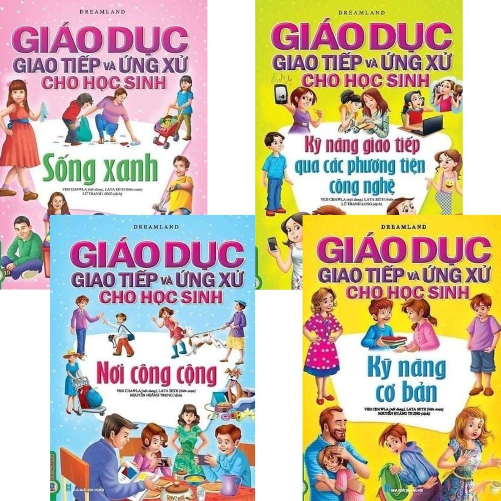 Combo 4 Cuốn Giáo Dục Giao Tiếp Và Ứng Xử Cho Học Sinh ( Sống Xanh + Nơi Công Cộng + Kỹ Năng Giao Tiếp Qua Các Phương Tiện Công Nghệ + Kỹ Năng Cơ Bản )