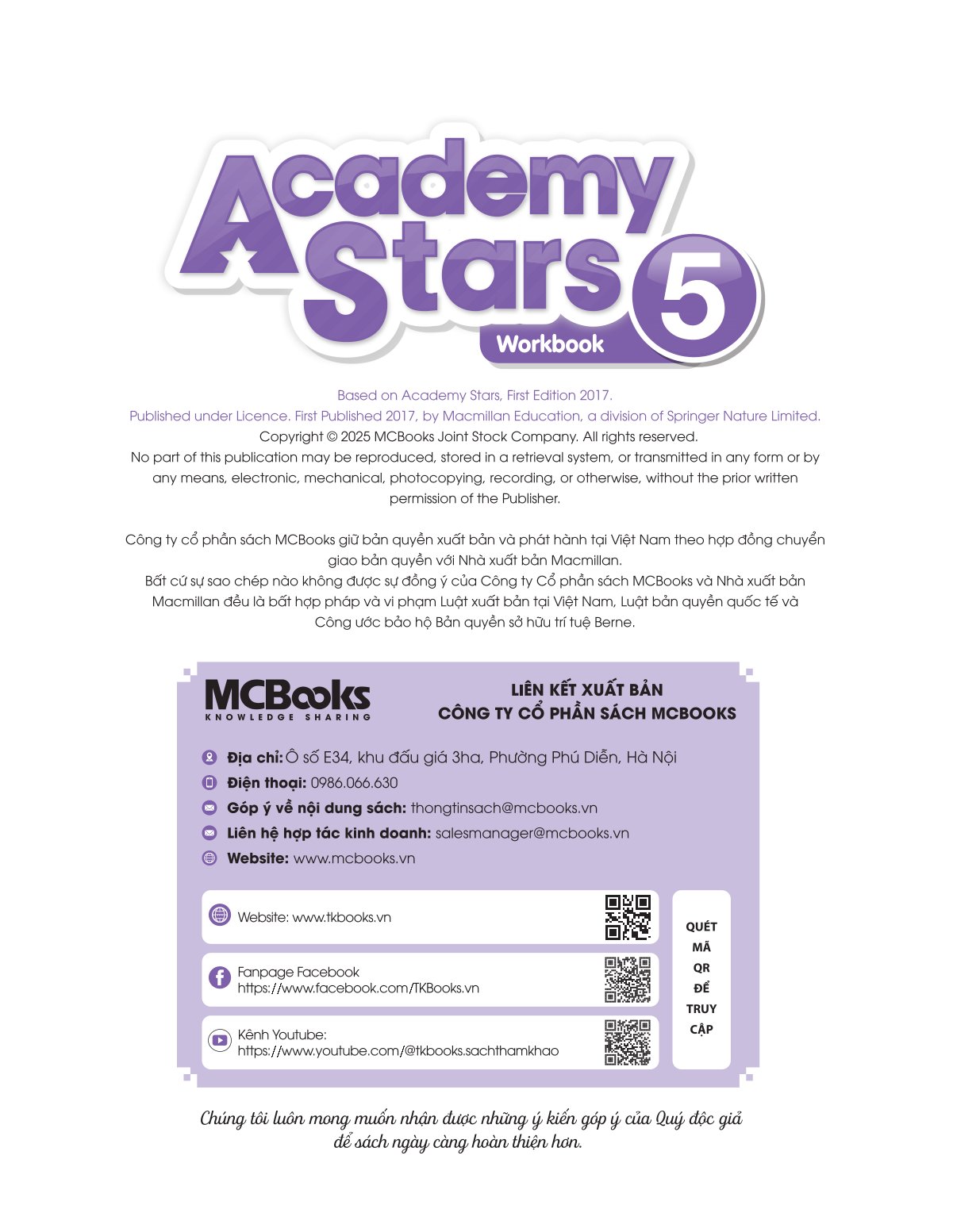 Combo 6 Quyển Sách Bài tập Academy Stars  Workbook ( Từ Tập 1 - Tập 6 )