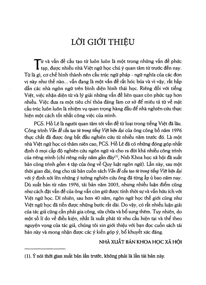 Cấu Tạo Từ Tiếng Việt Hiện Đại - PGS. Hồ Lê