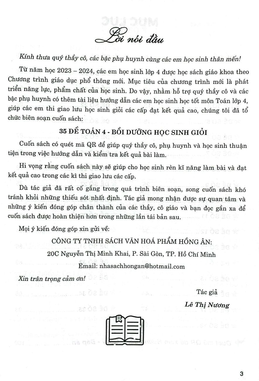 35 Đề Toán 4 Bồi Dưỡng Học Sinh Giỏi (Dùng Chung Cho Các Bộ SGK Hiện Hành) - Lê Thị Nương