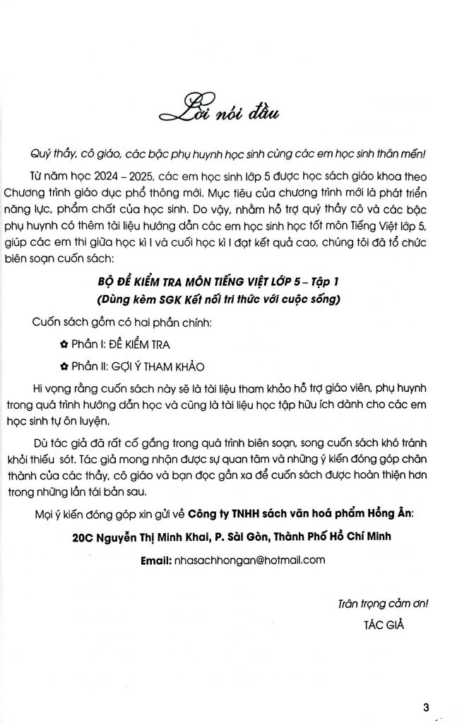 Sách  Bộ Đề Kiểm Tra Môn Tiếng Việt Lớp 5 - Tập 1 (Dùng Kèm SGK Kết Nối Với Tri Thức Cuộc Sống) - Lê Thị Nương