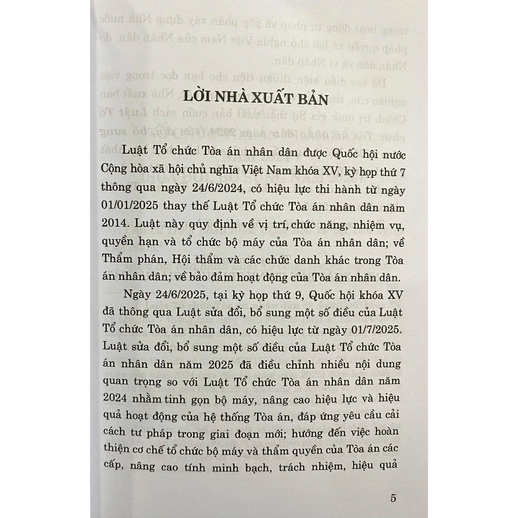 Luật Tổ Chức Tòa Án Nhân Dân Năm 2024 (Sửa Đổi, Bổ Sung Năm 2025) - Quốc hội