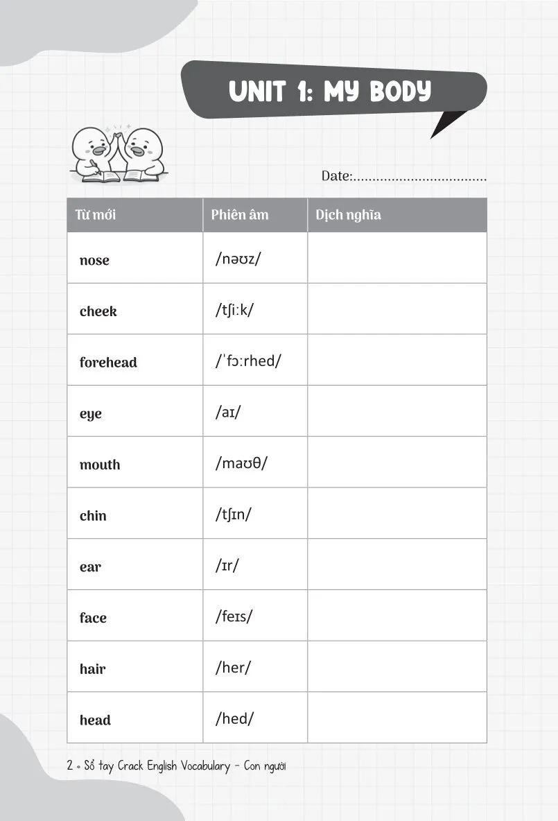 Sổ Tay Crack English Vocabulary - Xây Chắc 540 Từ Vựng Tiếng Anh Theo Chủ Đề Chỉ Với 30 Phút Mỗi Ngày - Chủ Đề Con Người - Adam Ross