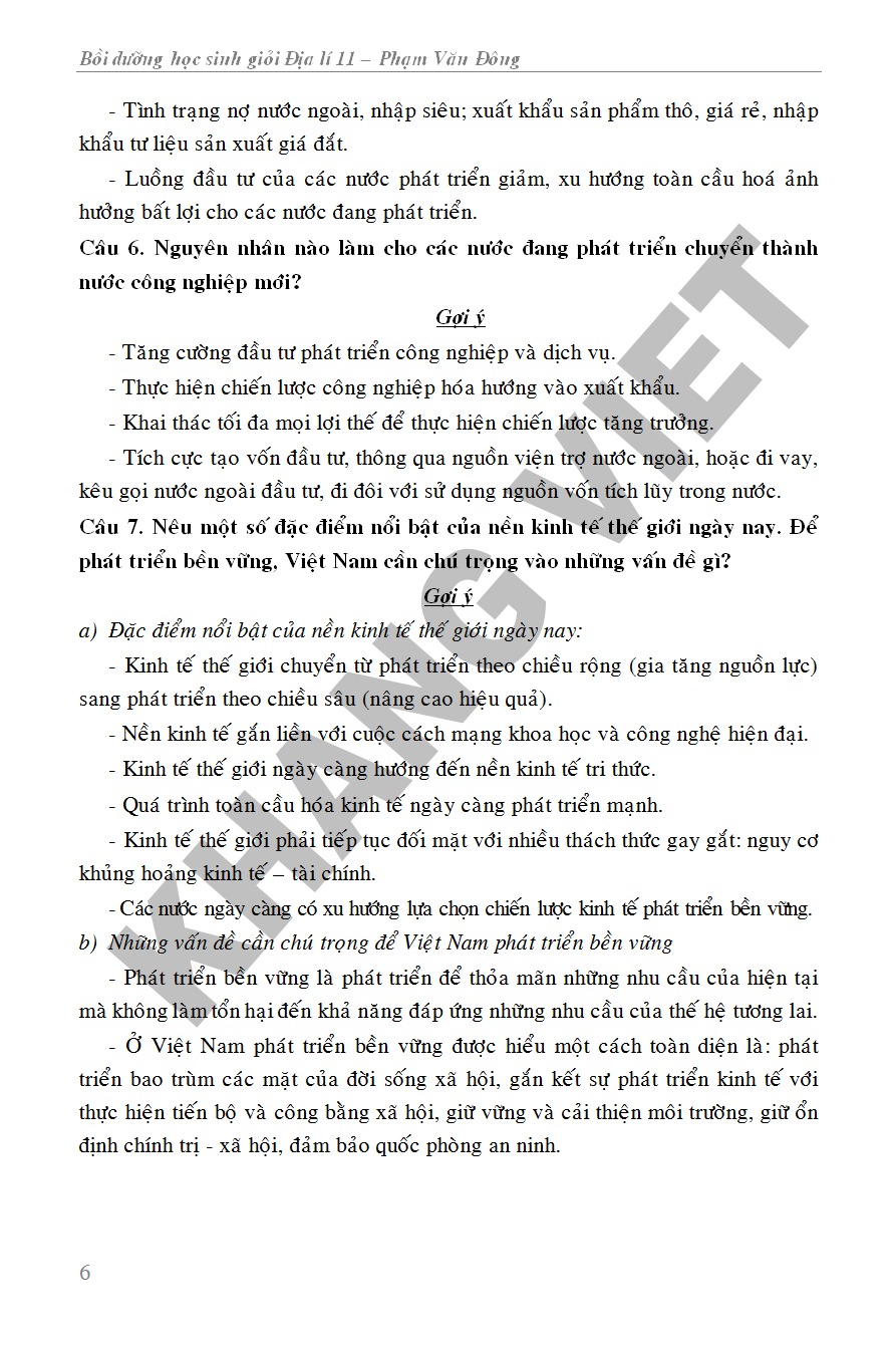 Bồi Dưỡng Học Sinh Giỏi Địa Lí 11  -  Phạm Văn Đông