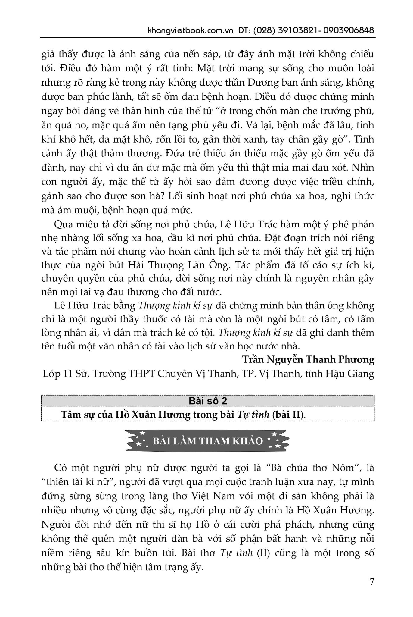 Tuyển Chọn Những Bài Văn Đạt Điểm Cao Của Học Sinh Giỏi Lớp 11 - Nguyễn Thành Huân