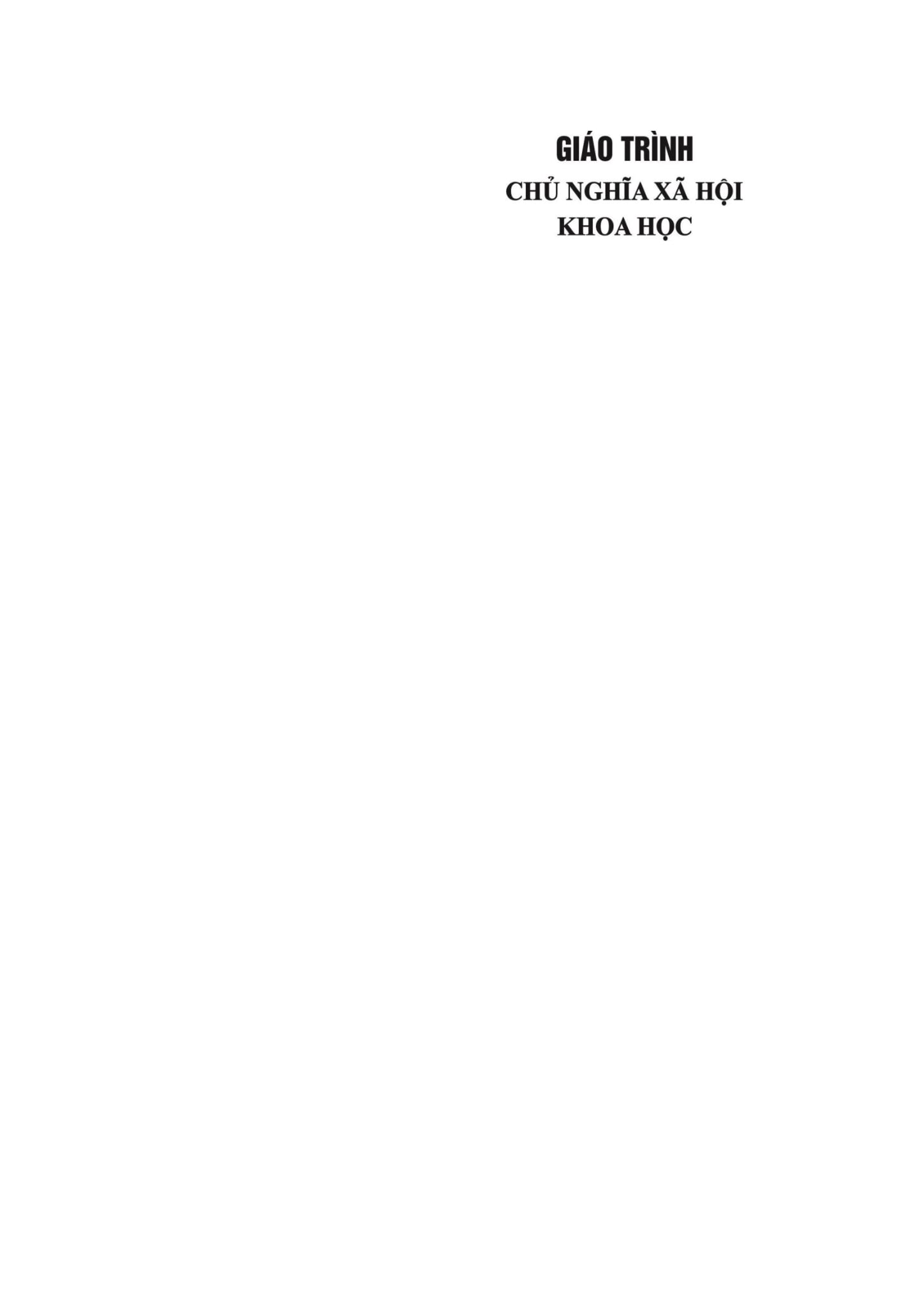 Giáo Trình Chủ Nghĩa Xã Hội Khoa Học (Dành Cho Bậc Đại Học Hệ Không Chuyên Lý Luận Chính Trị) - Bộ GD&DT