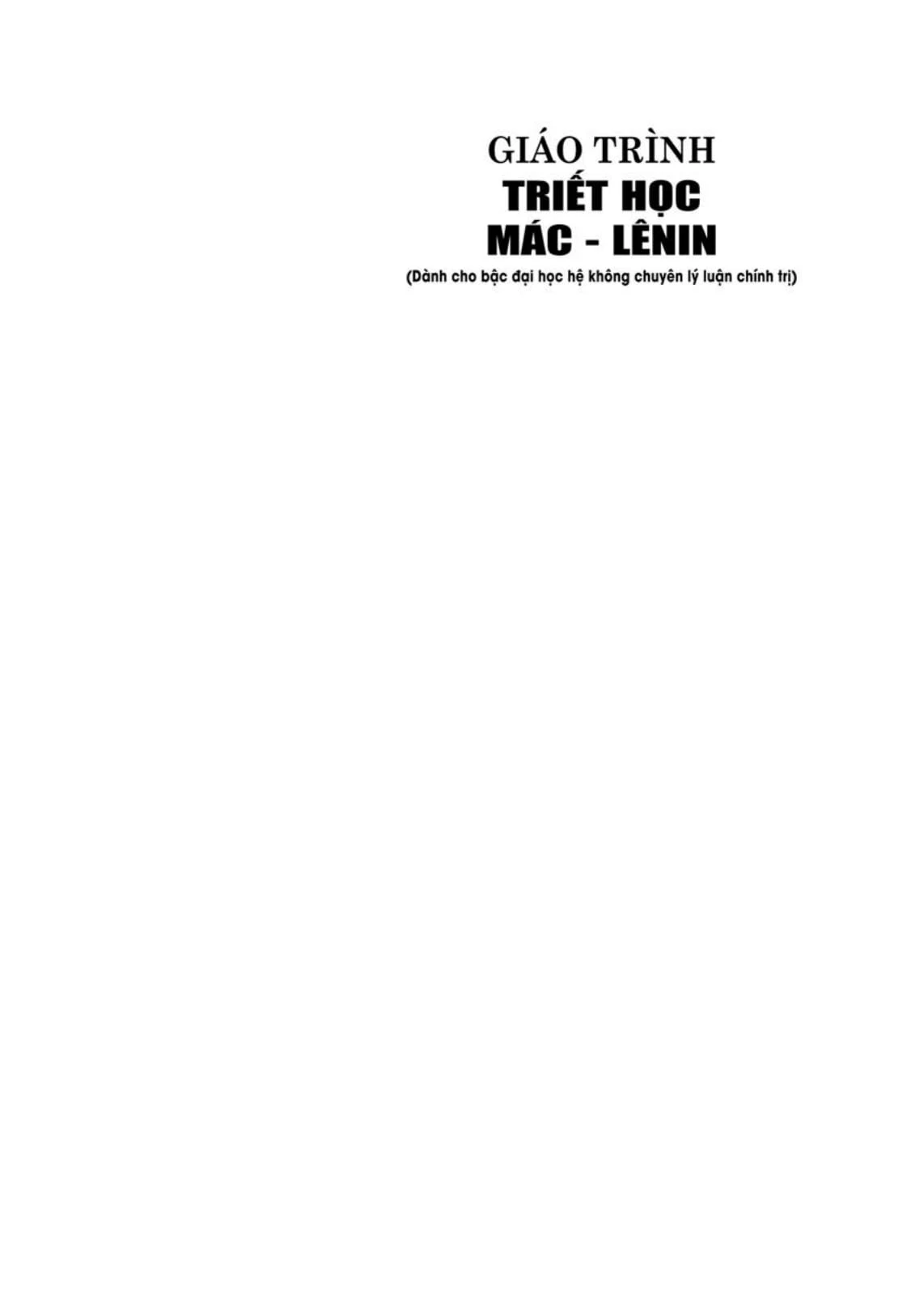 Giáo Trình Triết Học Mác – Lênin (Dành Cho Bậc Đại Học Hệ Không Chuyên Lý Luận Chính Trị) (Tái Bản Có Sử Chữa, Bổ Sung) - Bộ GD&DT