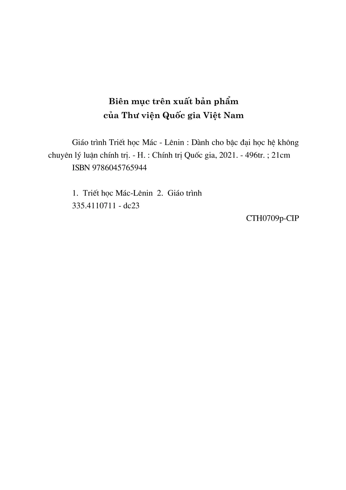 Giáo Trình Triết Học Mác – Lênin (Dành Cho Bậc Đại Học Hệ Không Chuyên Lý Luận Chính Trị) (Tái Bản Có Sử Chữa, Bổ Sung) - Bộ GD&DT