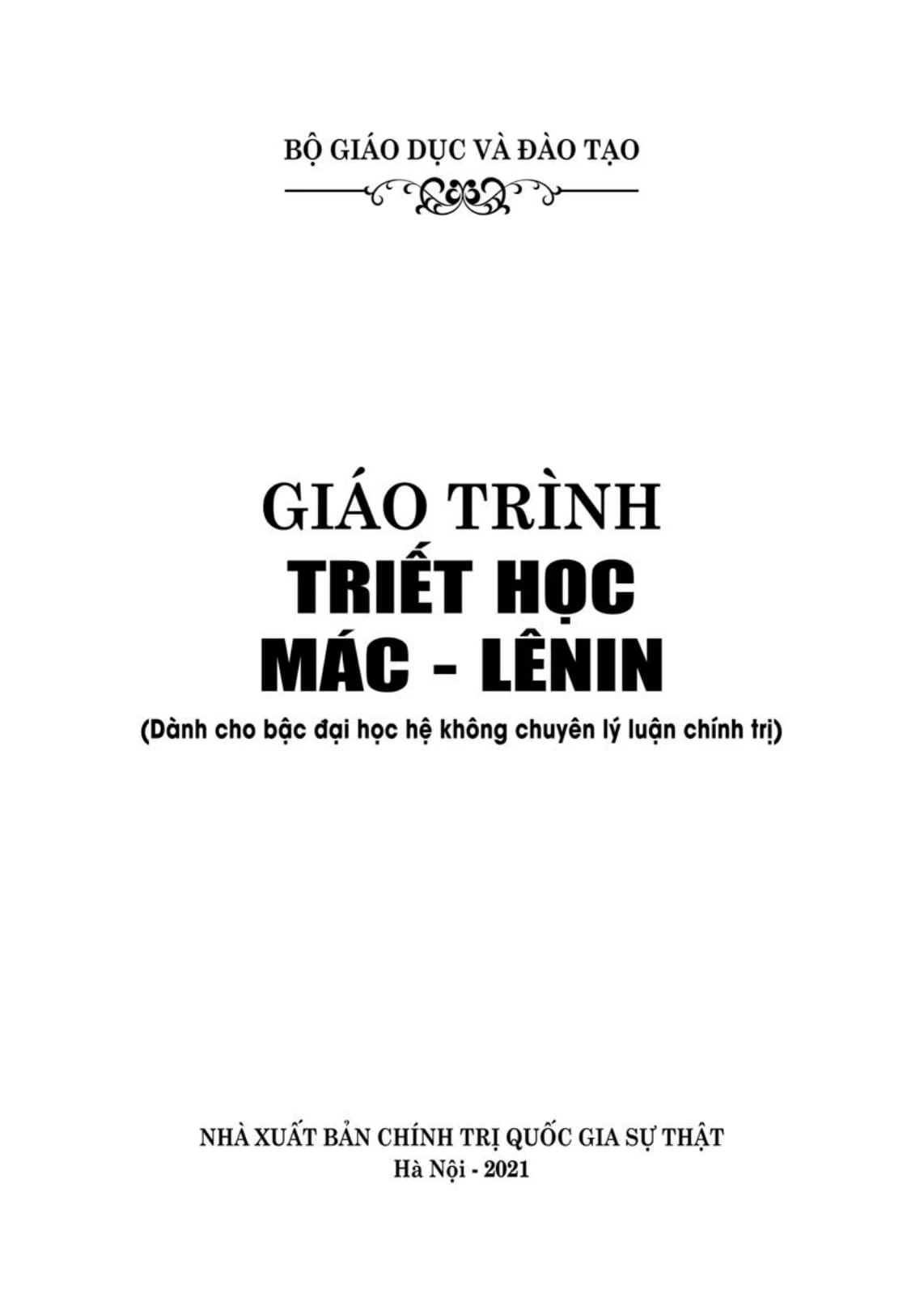 Giáo Trình Triết Học Mác – Lênin (Dành Cho Bậc Đại Học Hệ Không Chuyên Lý Luận Chính Trị) (Tái Bản Có Sử Chữa, Bổ Sung) - Bộ GD&DT