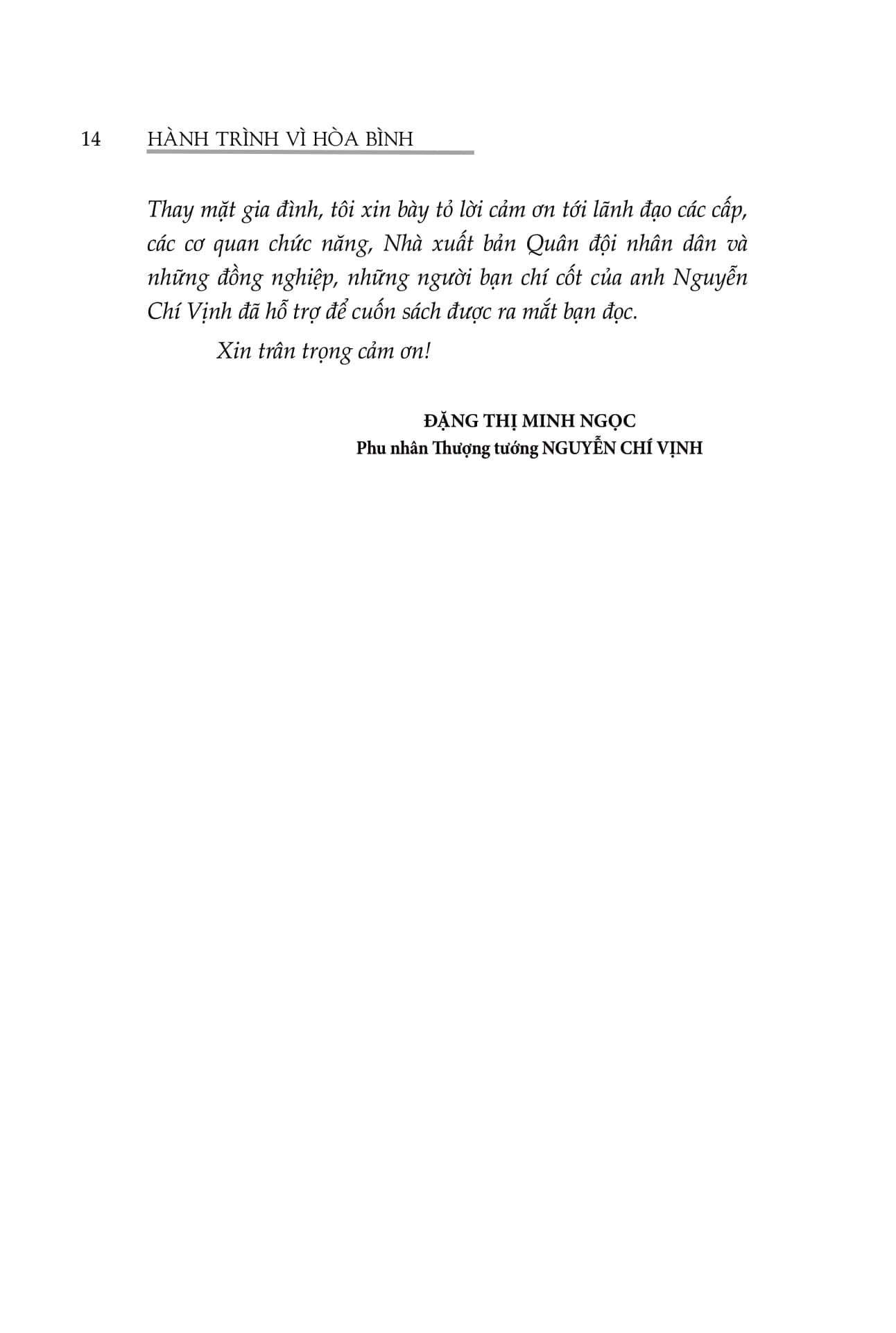 Hành Trình Vì Hòa Bình - Nguyễn Chí Vịnh