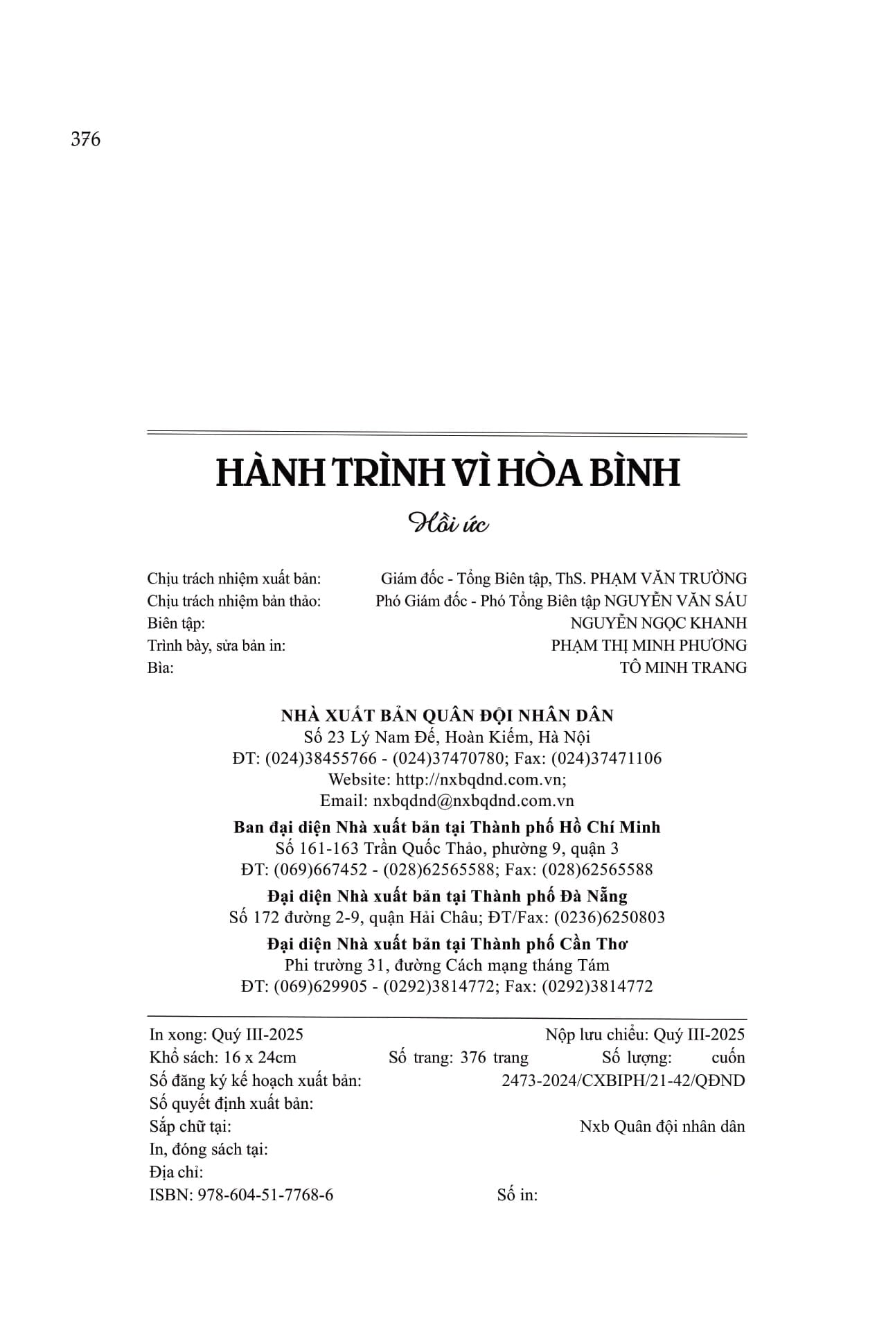 Hành Trình Vì Hòa Bình - Nguyễn Chí Vịnh